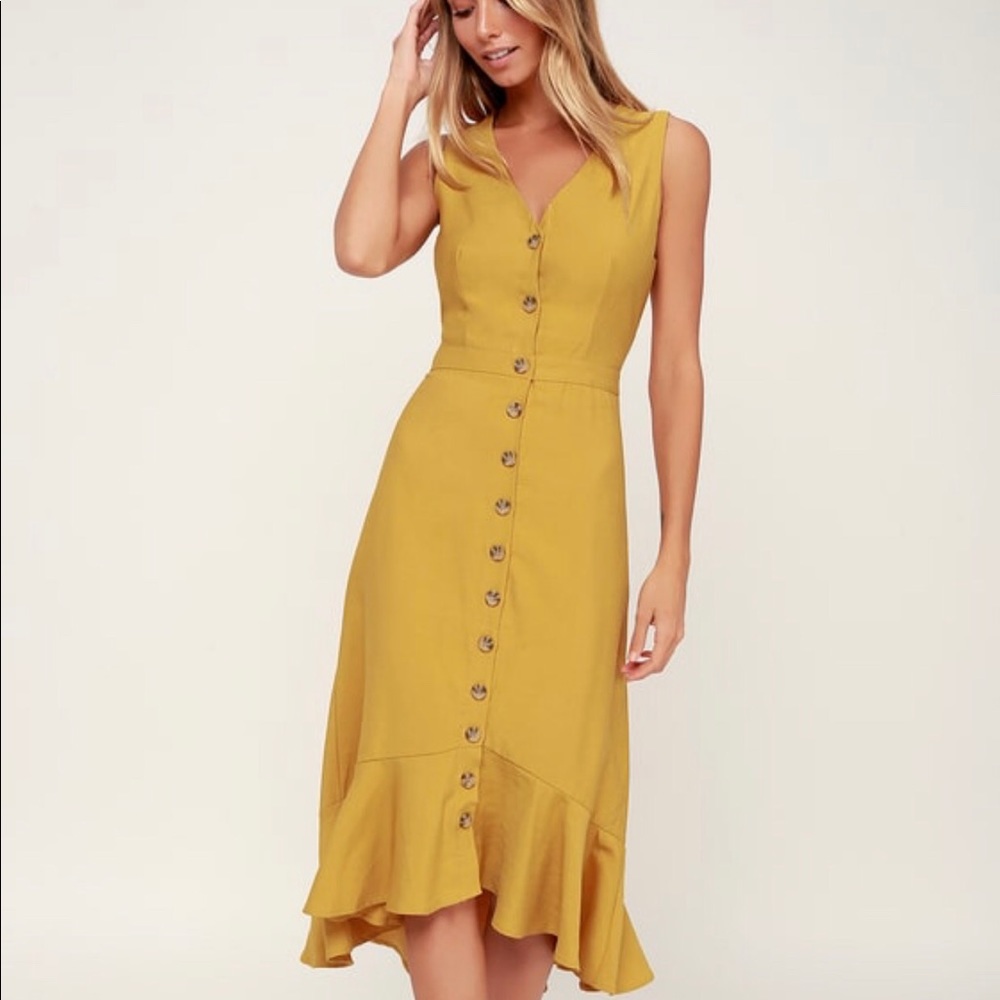 LuLu’s Mustard yellow button dress